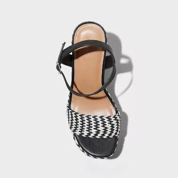 NWT Women's India Platform Heels w/Memory Foam Insole - black and white - Picture 2 of 2